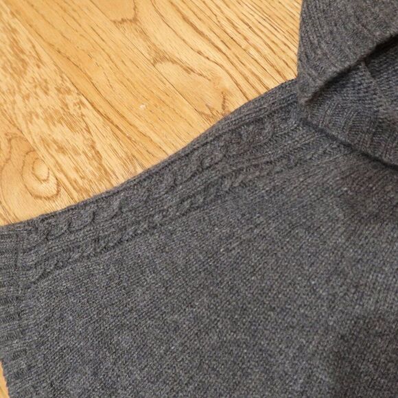 KNOT kids poncho cape wool knit cashmere grey pull on hood cable formal preppy 3 - Picture 3 of 8